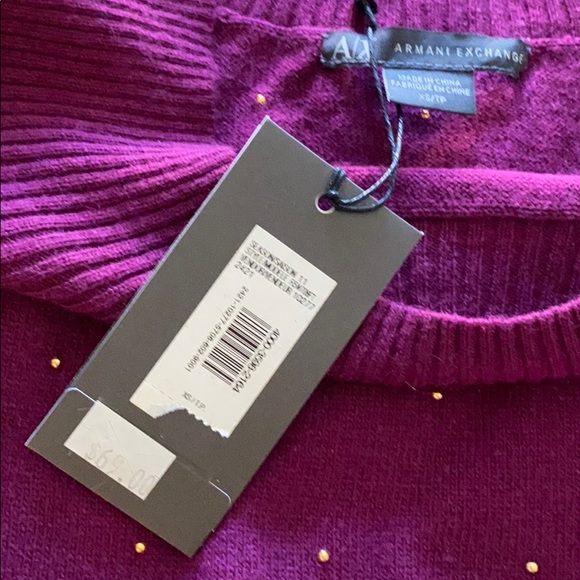 A/X Armani Exchange sweater w/gold ball studding - Picture 6 of 11